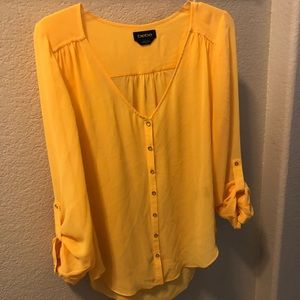 Yellow Bebe chiffon shirt
